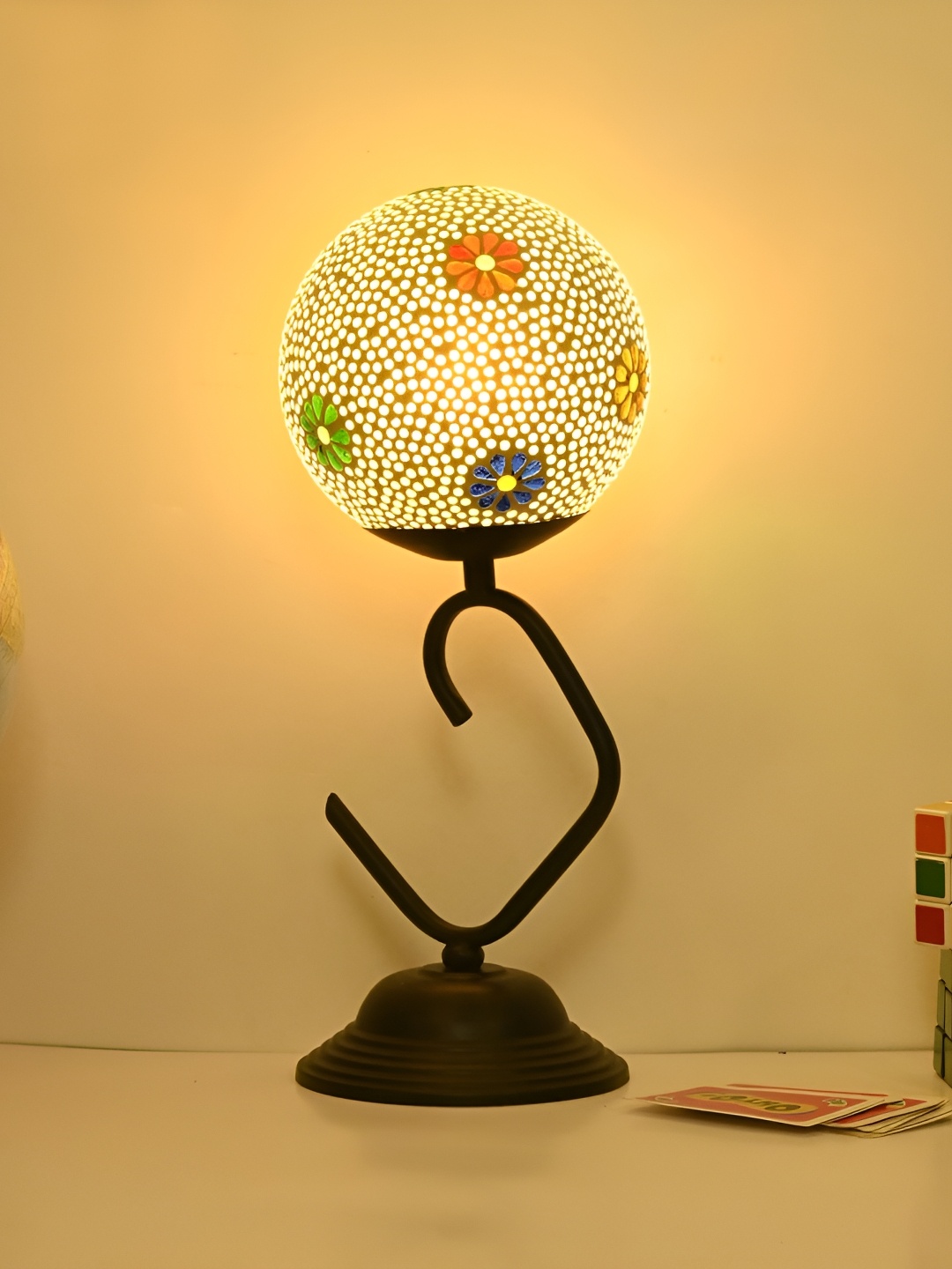 

Afast White Glass Printed Contemporary Table Lamp with Adjustable Cord