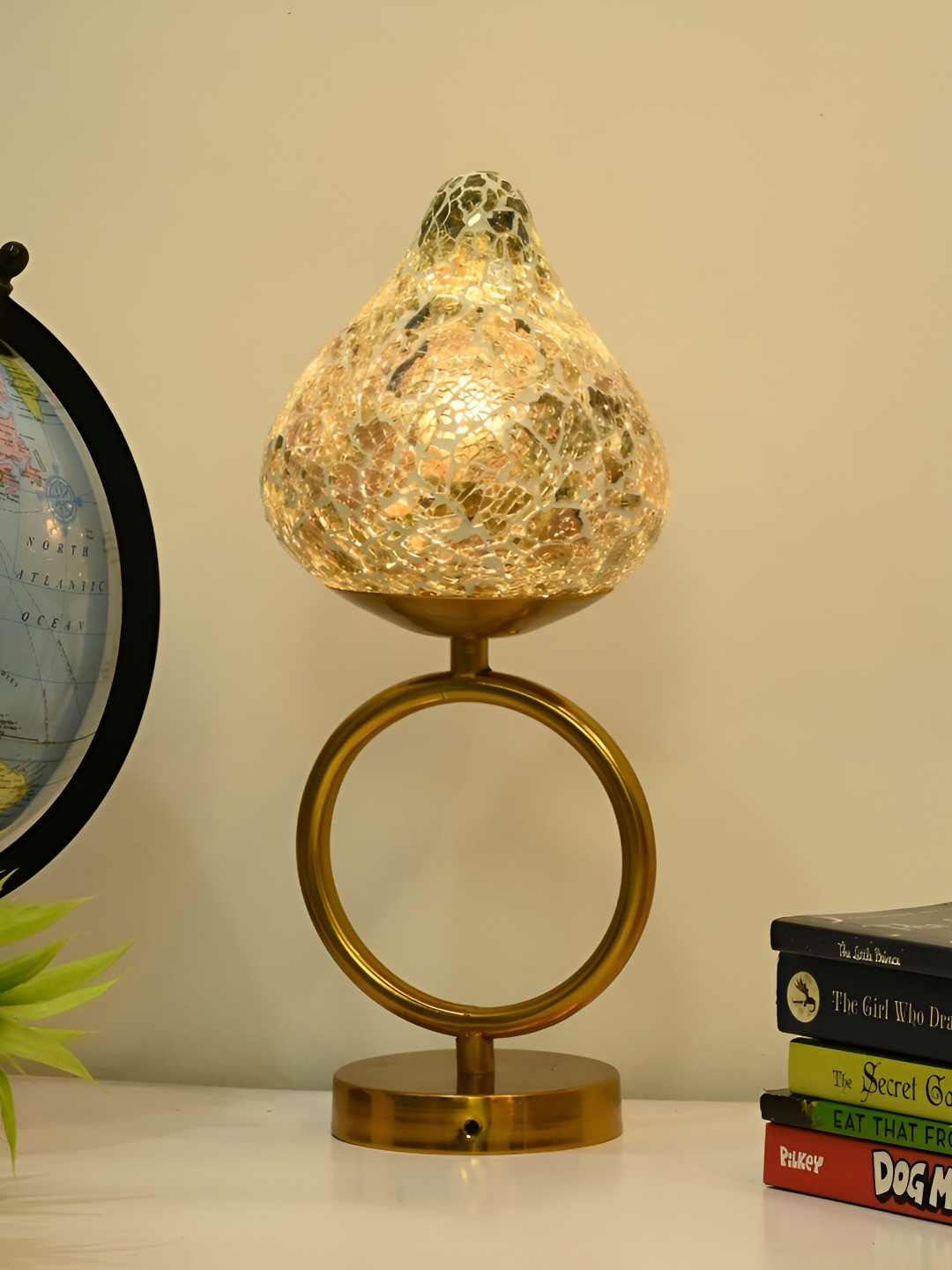 

Afast Gold-Toned Glass Contemporary Rectangle Table Lamp With Adjustable Cord