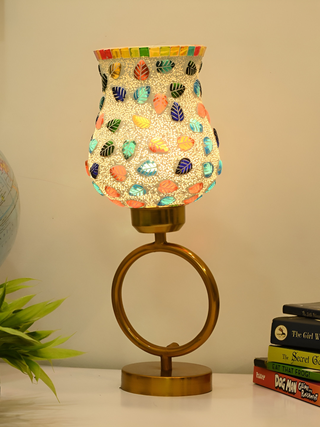 

Afast White & Gold Toned Glass Contemporary Table Lamp With Adjustable Cord