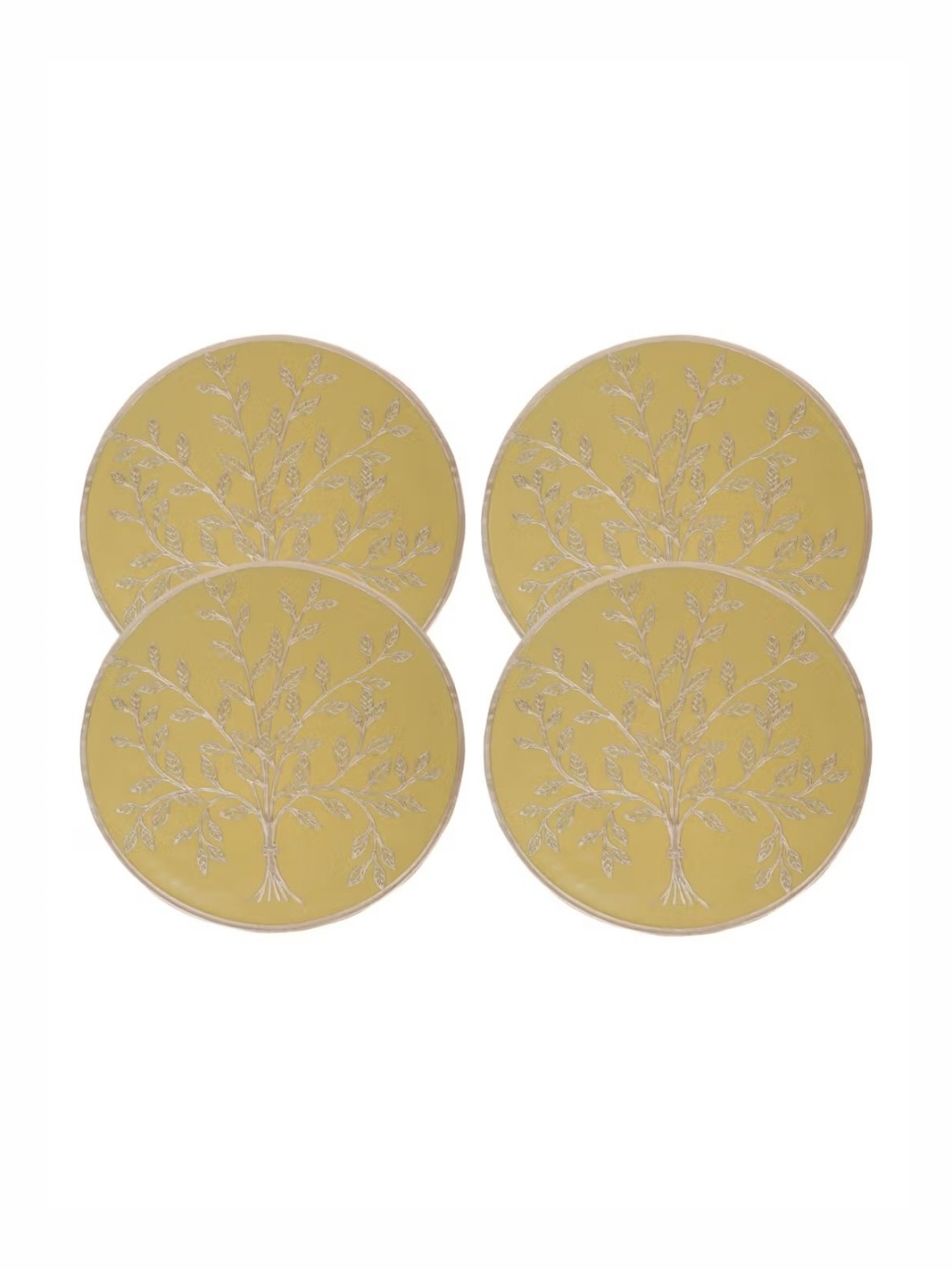 

Dakshya Industries 4 Pieces Mustard Yellow & Gold-Toned Embellished Table Placemats