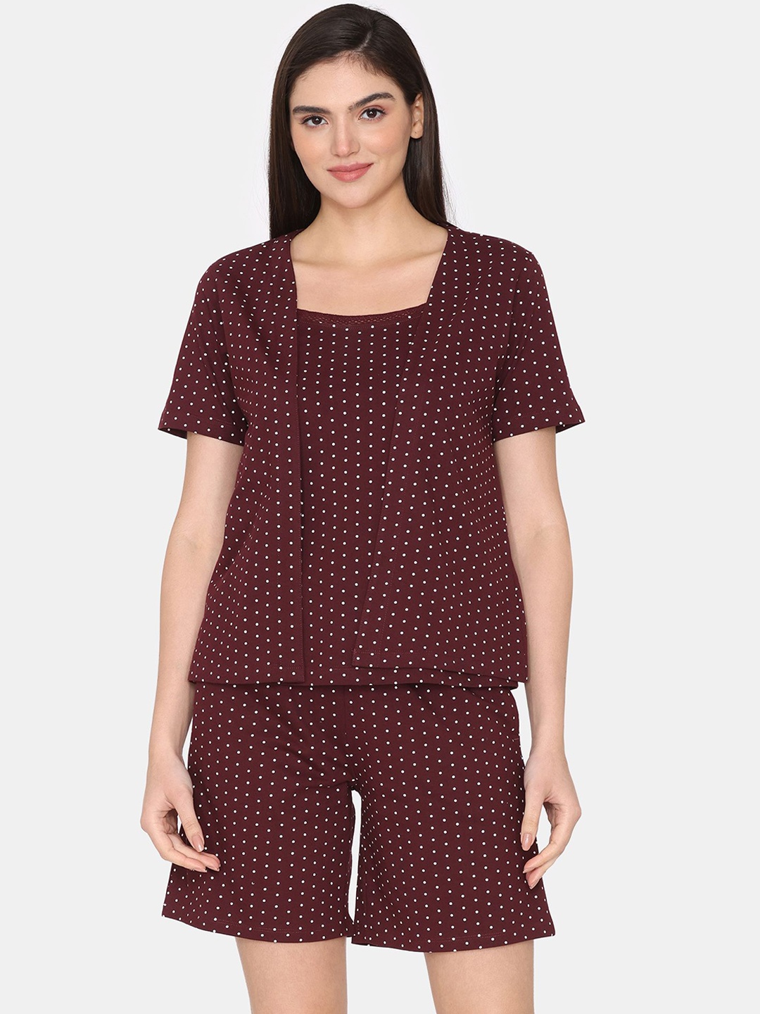 

Zivame Women Printed Night suit, Brown