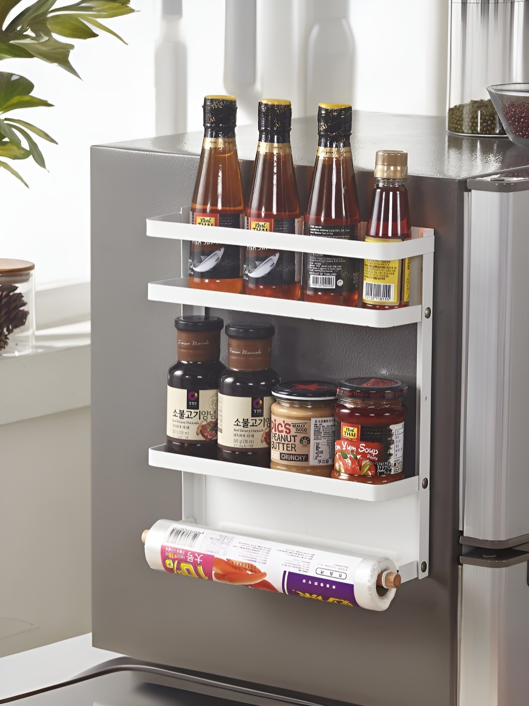 

UMAI White 2-Tier Magnetic Refrigerator Multi-Utility Organizer