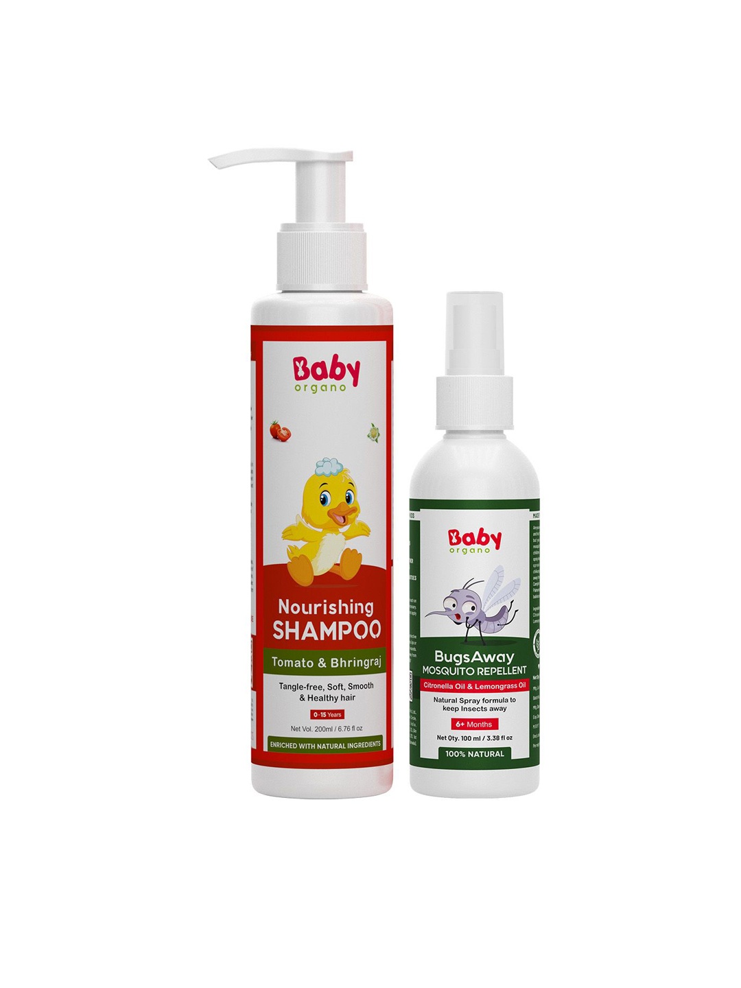 

BABYORGANO Set Of Tomatino Baby Shampoo 200- ml & Mosquito Repellent Spray- 100 ml, White