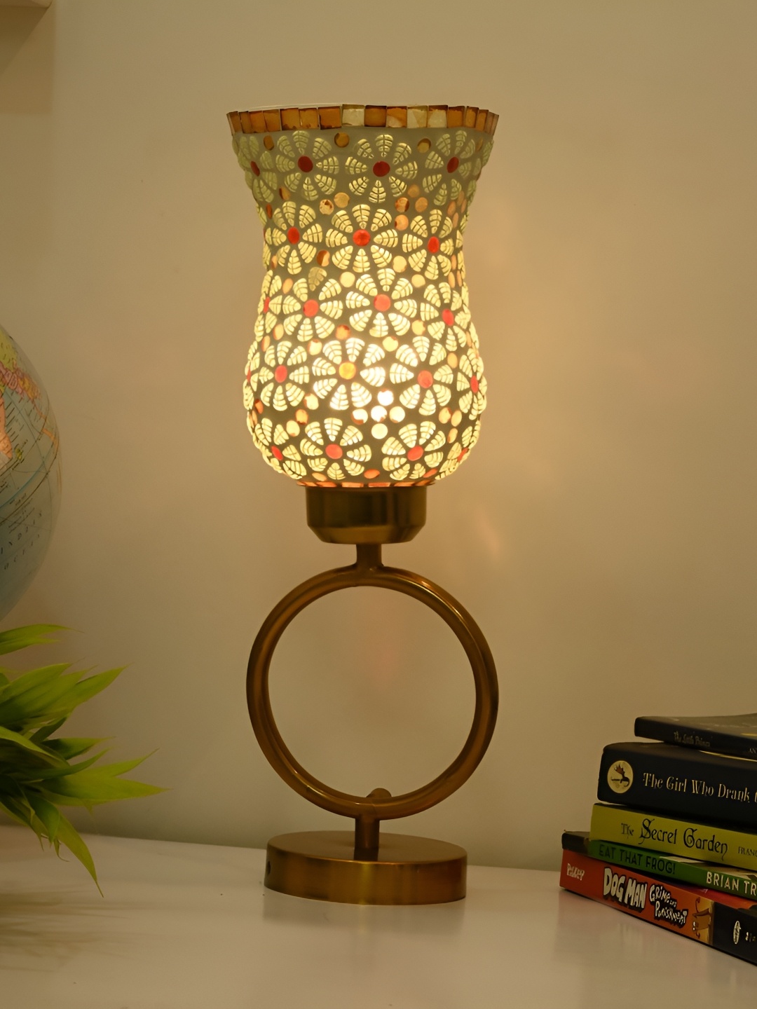 

Afast White & Gold Toned Glass Contemporary Table Lamp With Adjustable Cord