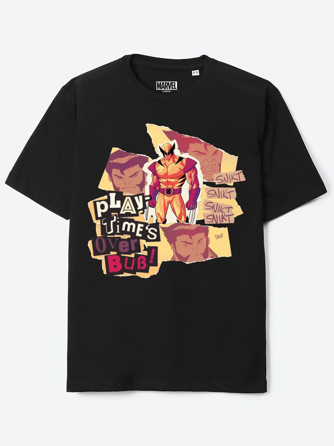 

YK Marvel Boys Avengers Printed Pure Cotton Applique T-shirt, Black