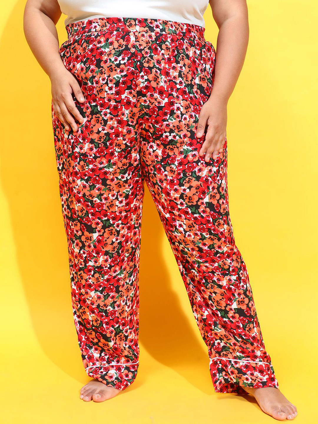 

Oxolloxo Printed Straight Lounge Pants, Black