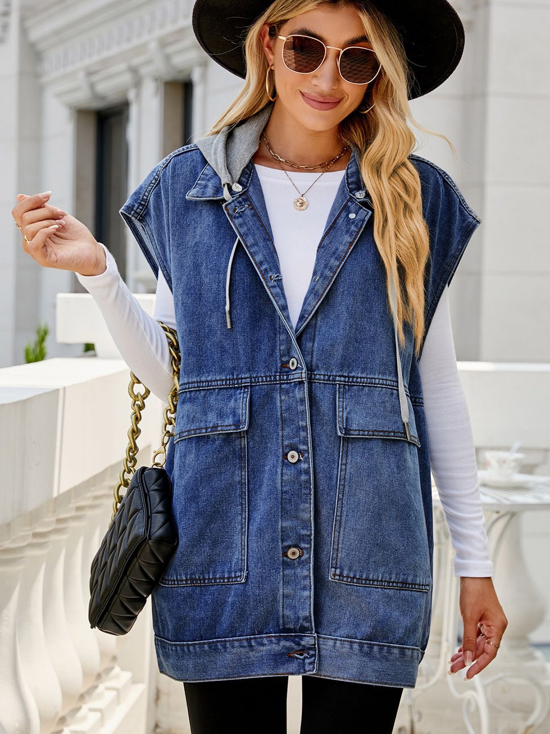 

StyleCast Women Longline Denim Jacket, Blue