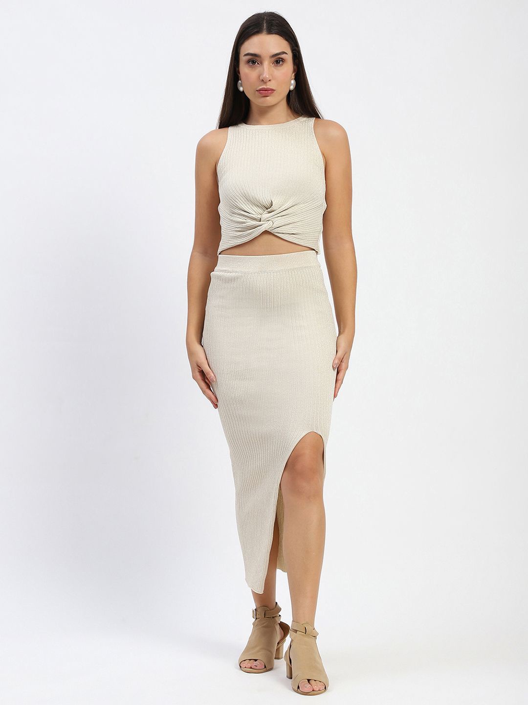 

Madame Crop Top With Skirt Co-Ords, Beige