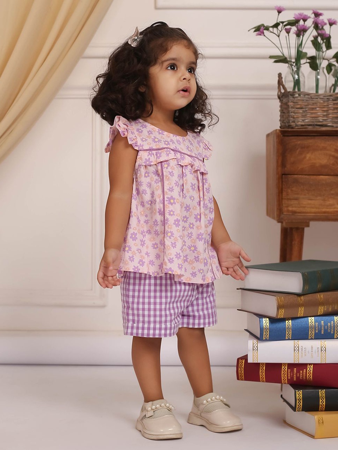 

Budding Bees Girls Printed Top with Shorts, Purple