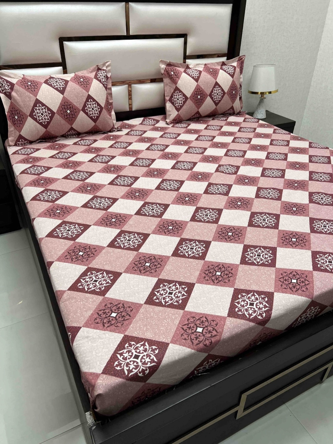 

Pure Decor Passion Pink Ethnic 260 TC Pure Cotton Queen Bedsheet With 2 Pillow Covers