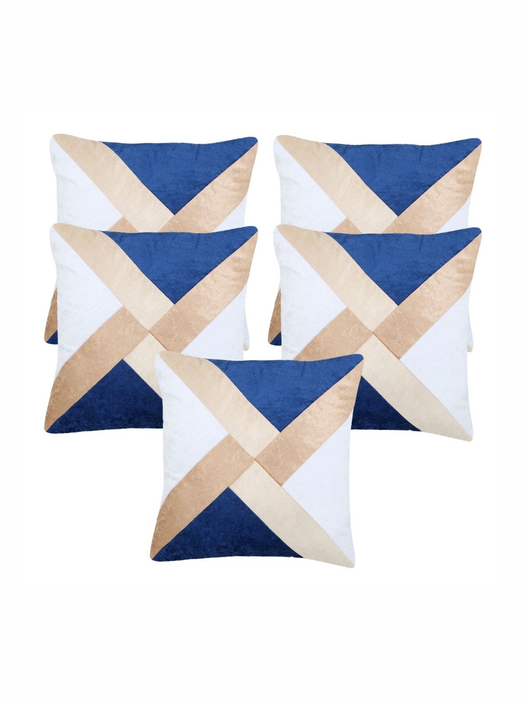 

Creeva Blue & White 5 Pieces Striped Square Cushion Covers