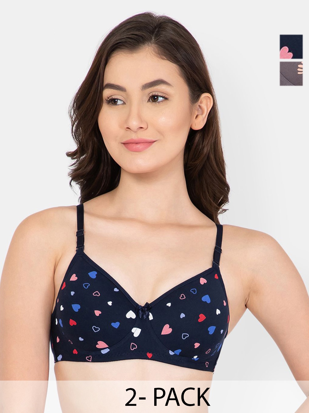 

Lady Lyka Floral Printed Cotton Bra Medium Coverage Lightly Padded, Blue