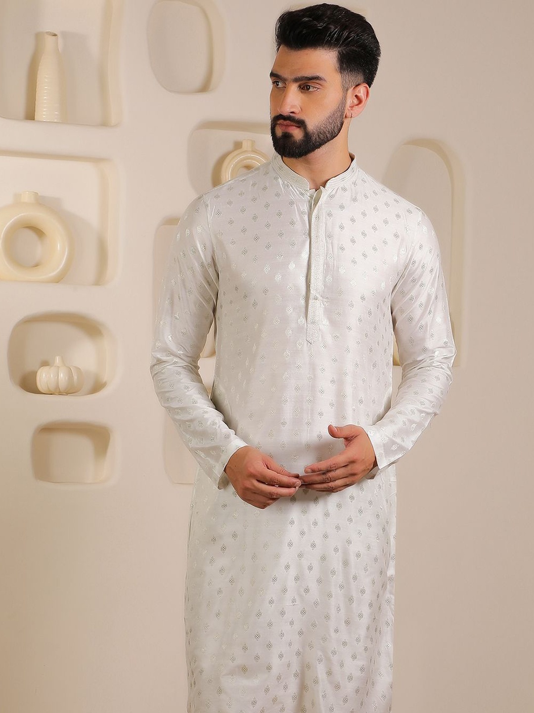 

Anouk Men Jacquard Kurta, White