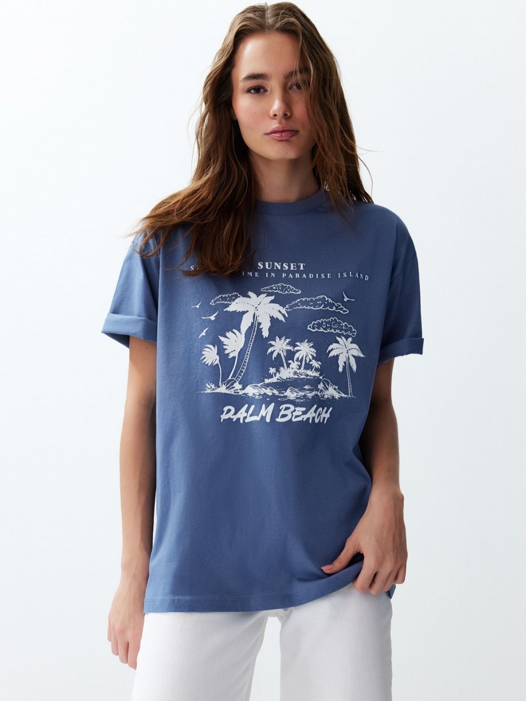 

Trendyol Women Biker Printed T-shirt, Na