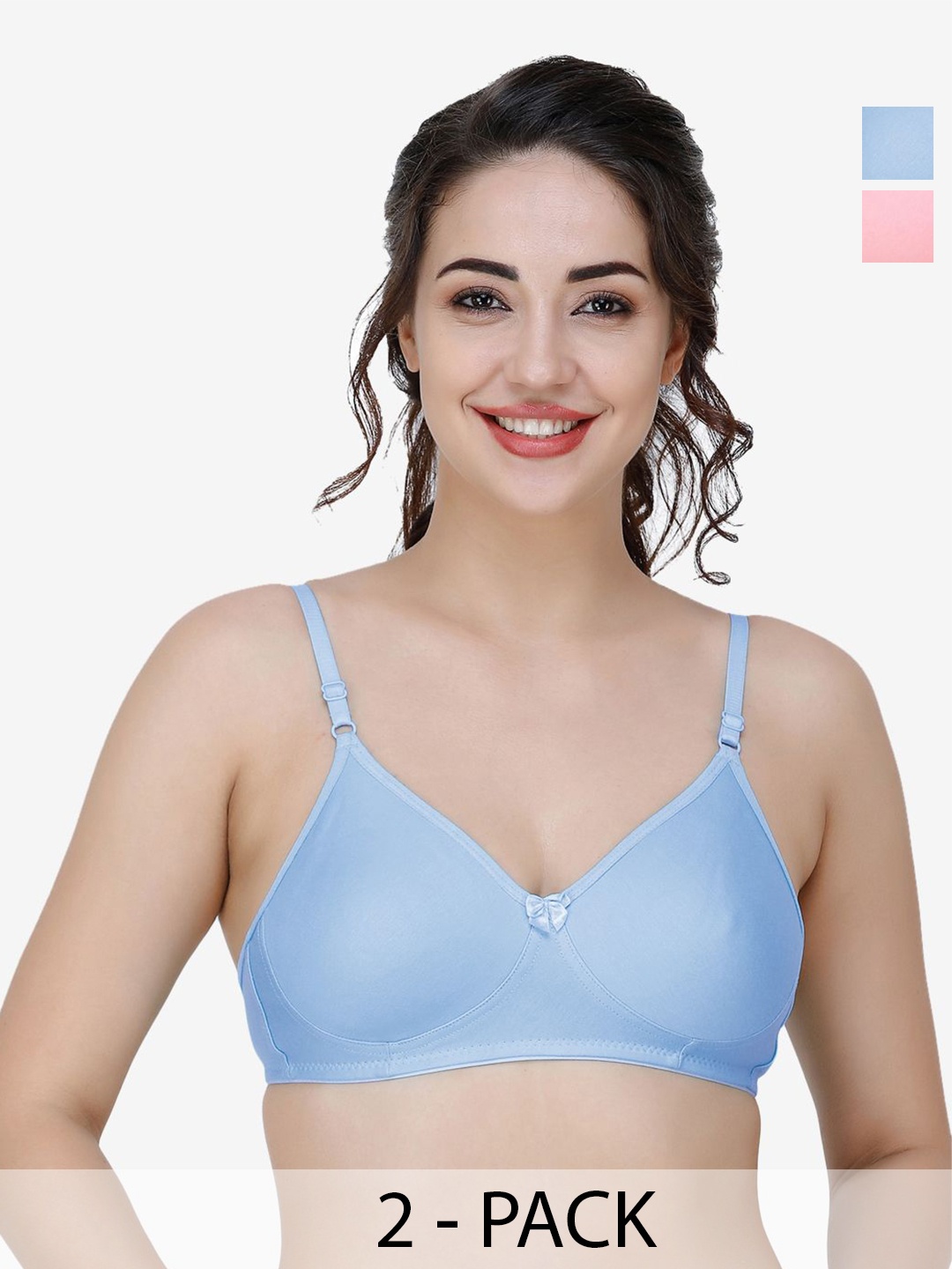 

Docare Seamless Double Layered Bra Full Coverage T-Shirt Bra - Pack of 2, Peach