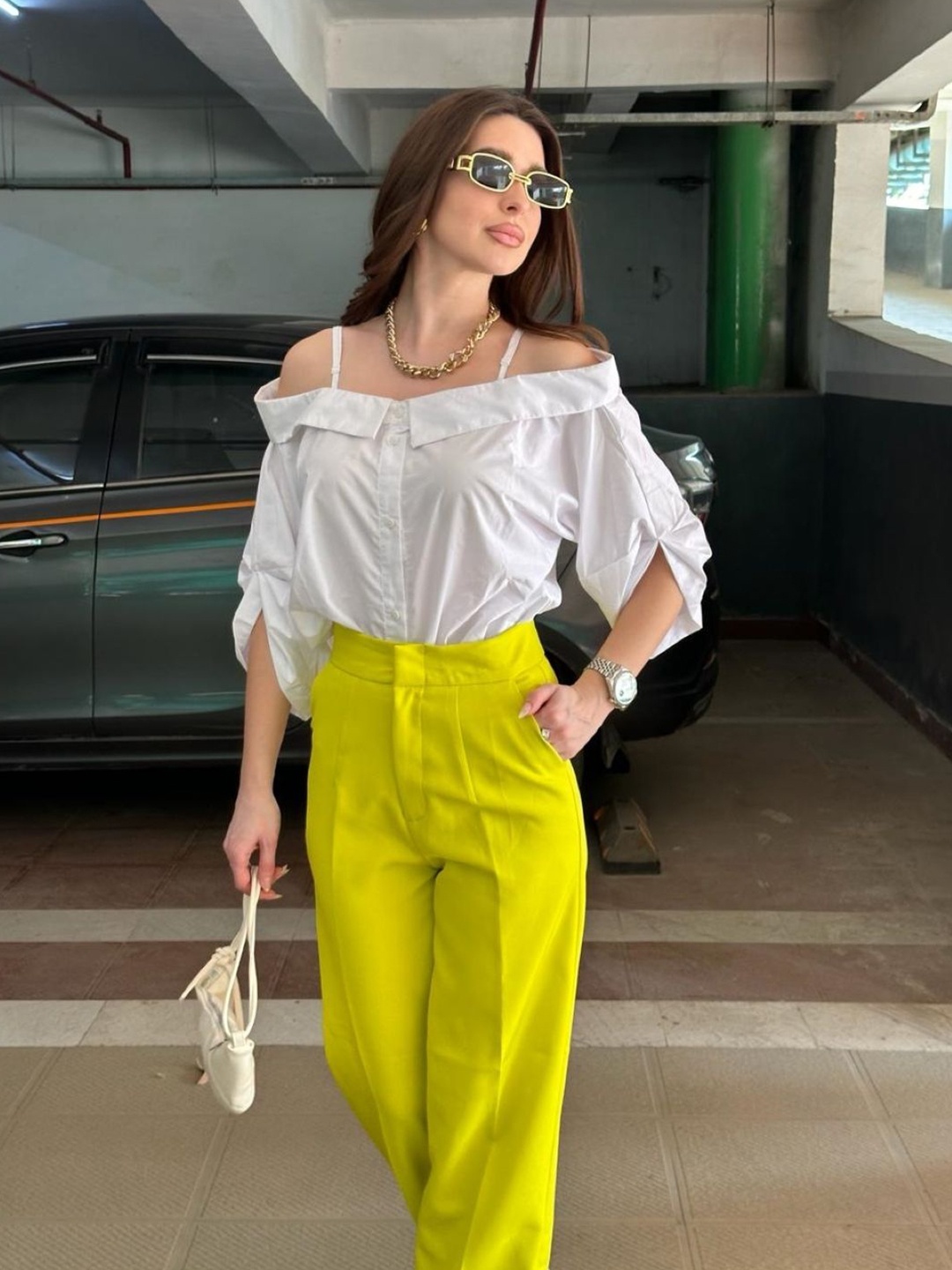 

StyleAsh Women Straight Fit High-Rise Trousers, Yellow