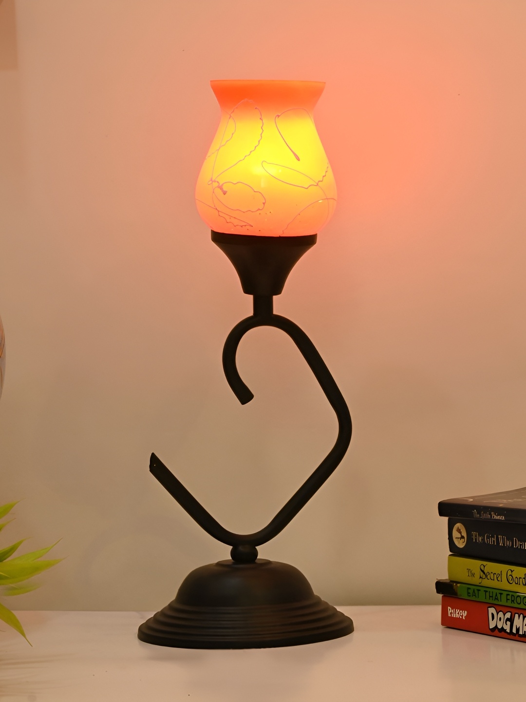 

Afast Orange Glass Contemporary Table Lamp With Adjustable Cord