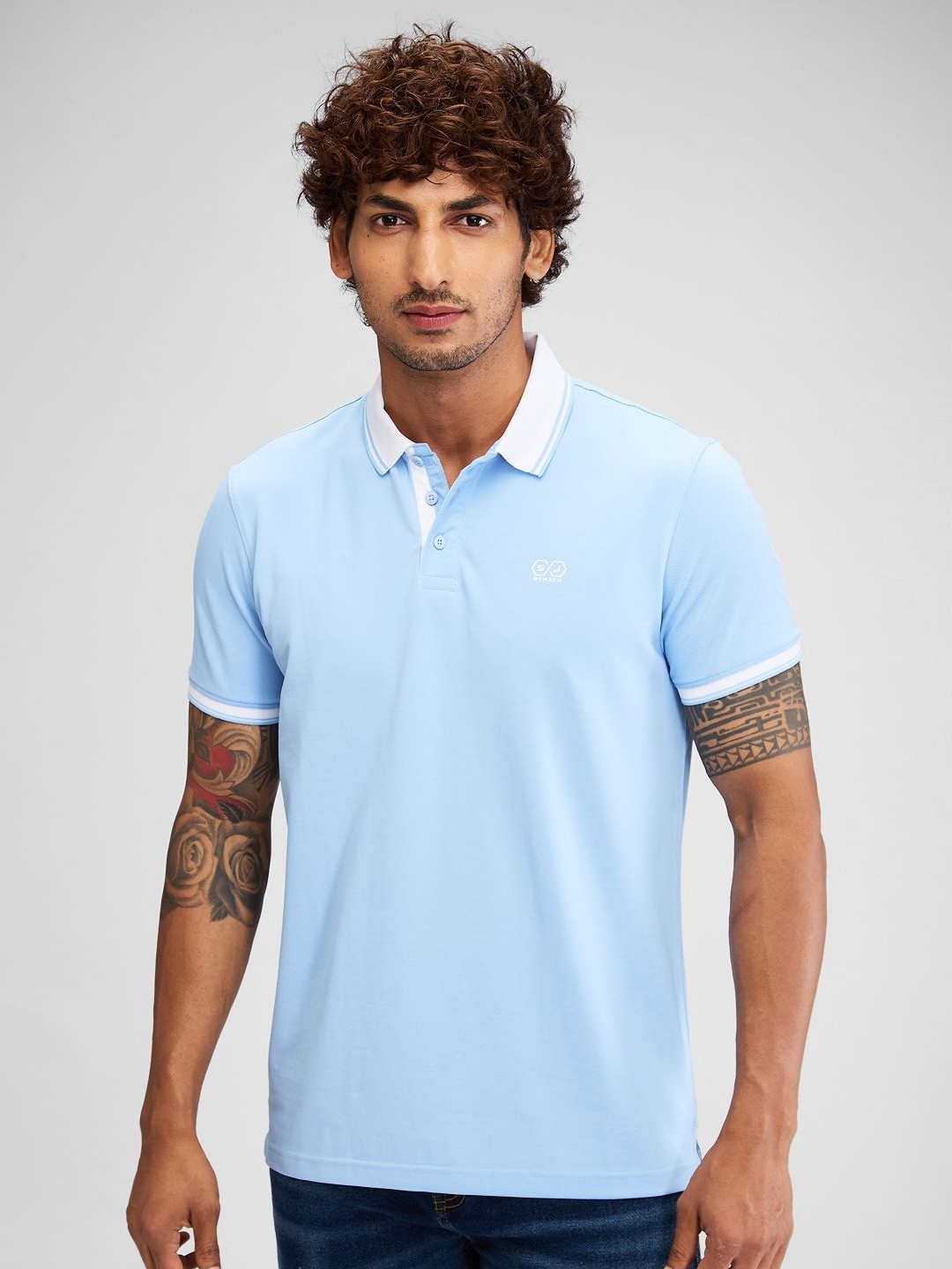 

SPYKAR Men Polo Collar Slim Fit T-shirt, Blue