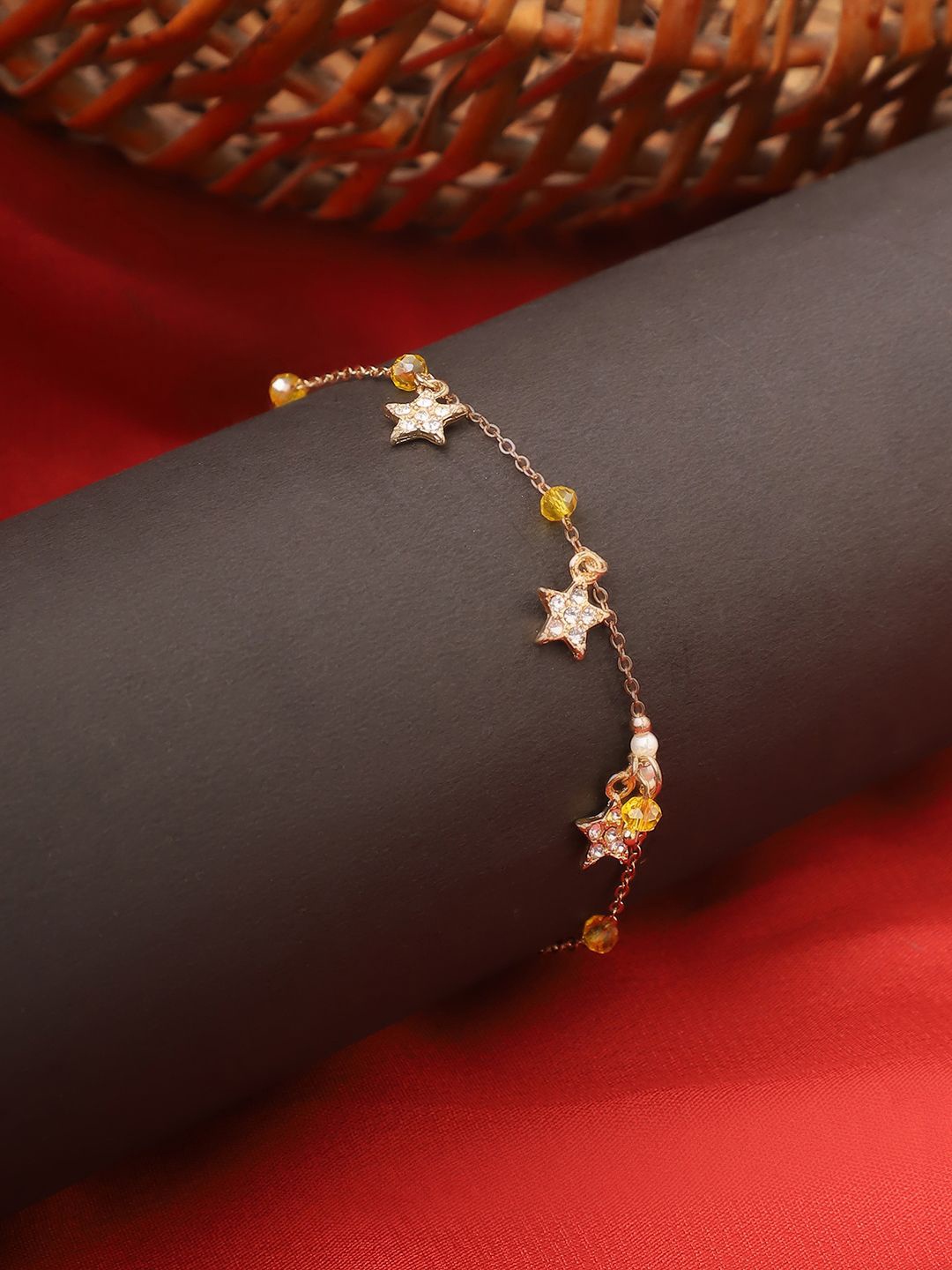 

ELLE Gold-Plated Star Glass Beaded Anklet