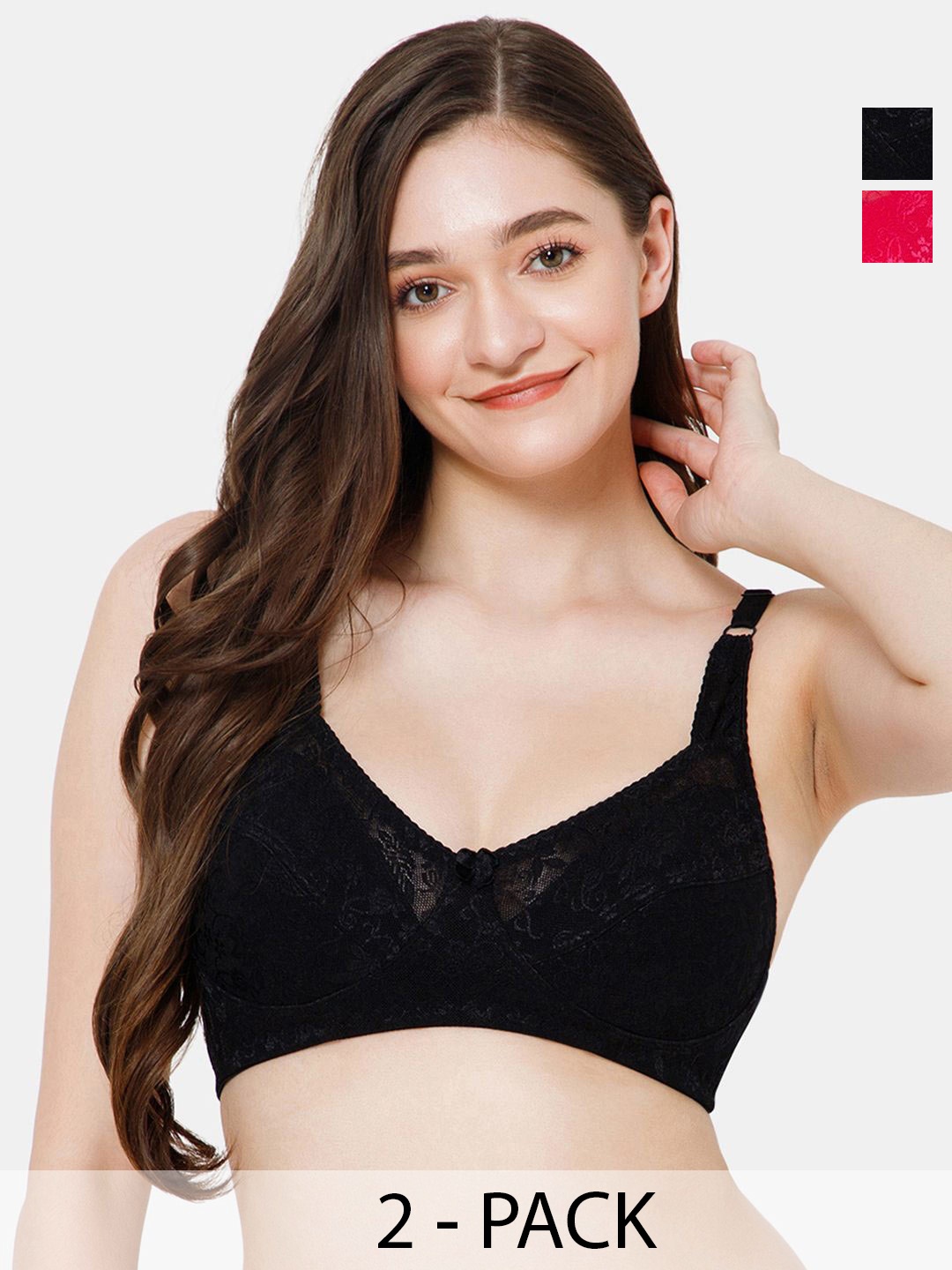 

Lady Lyka Pack Of 2 Floral Bra Medium Coverage LITTLE-NULACY-BLK-FCA, Black