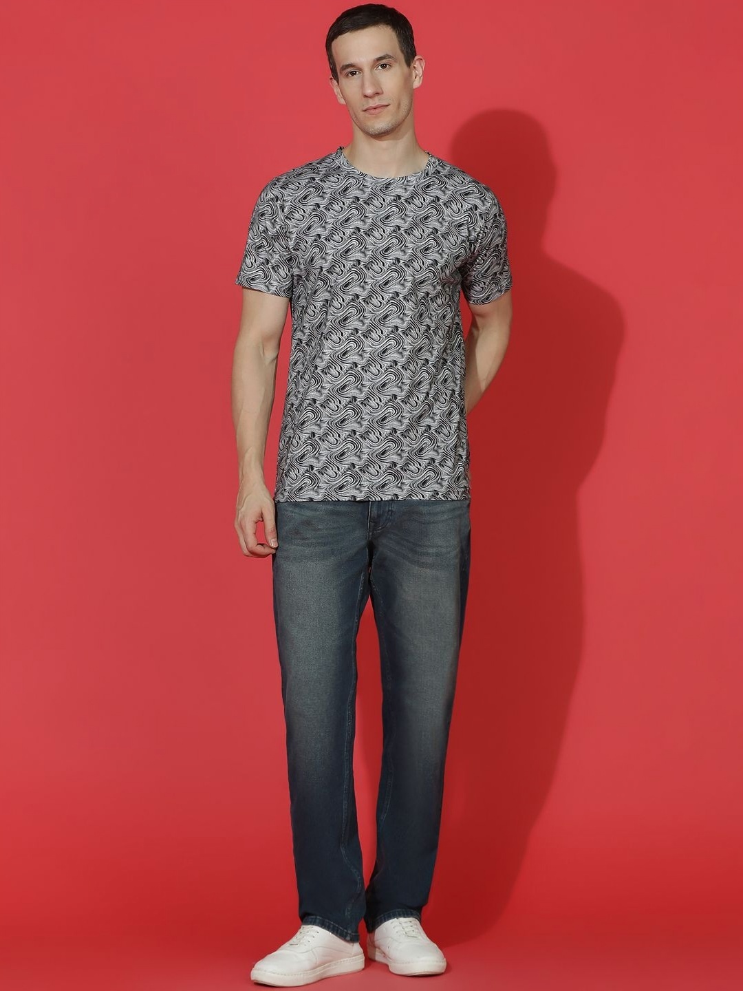 

EPPE Men Printed Abzorb Pockets T-shirt, Grey