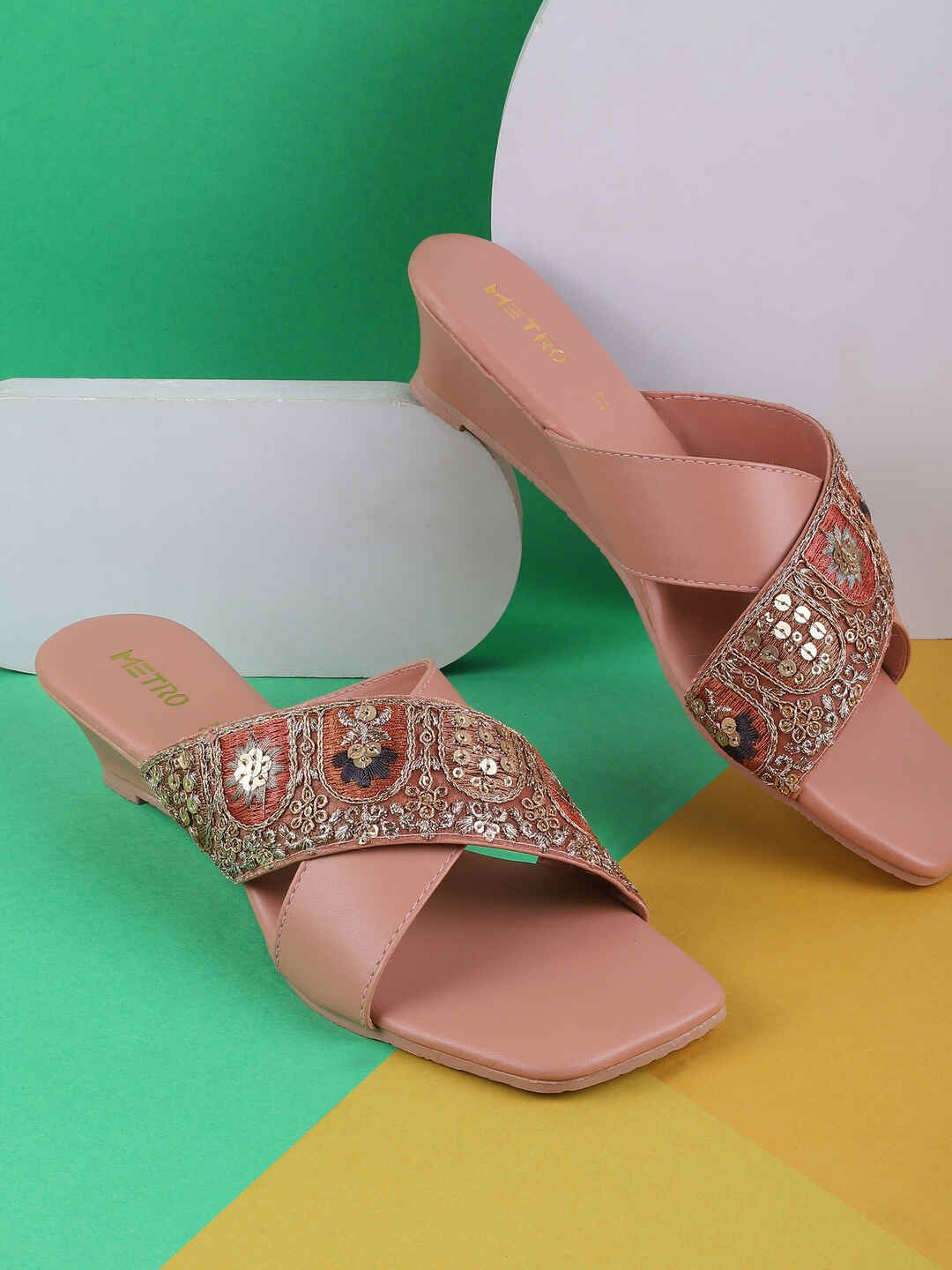 

Metro Embellished Block Pumps, Peach