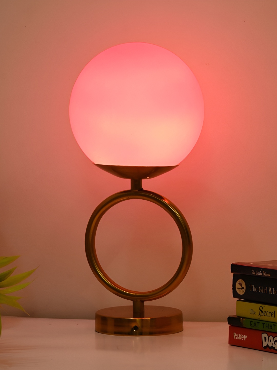 

Afast Pink & Gold Toned Traditional Spherical Glass Table Lamp With Adjustable Cord