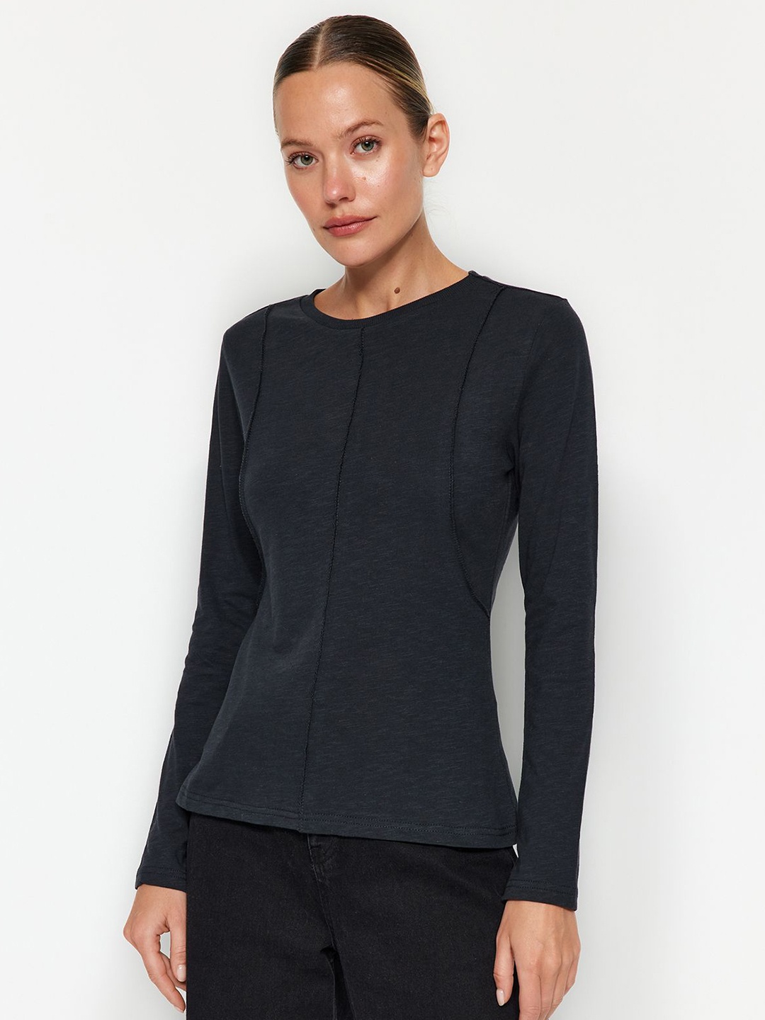 

Trendyol Women Checked Pockets T-shirt, Na