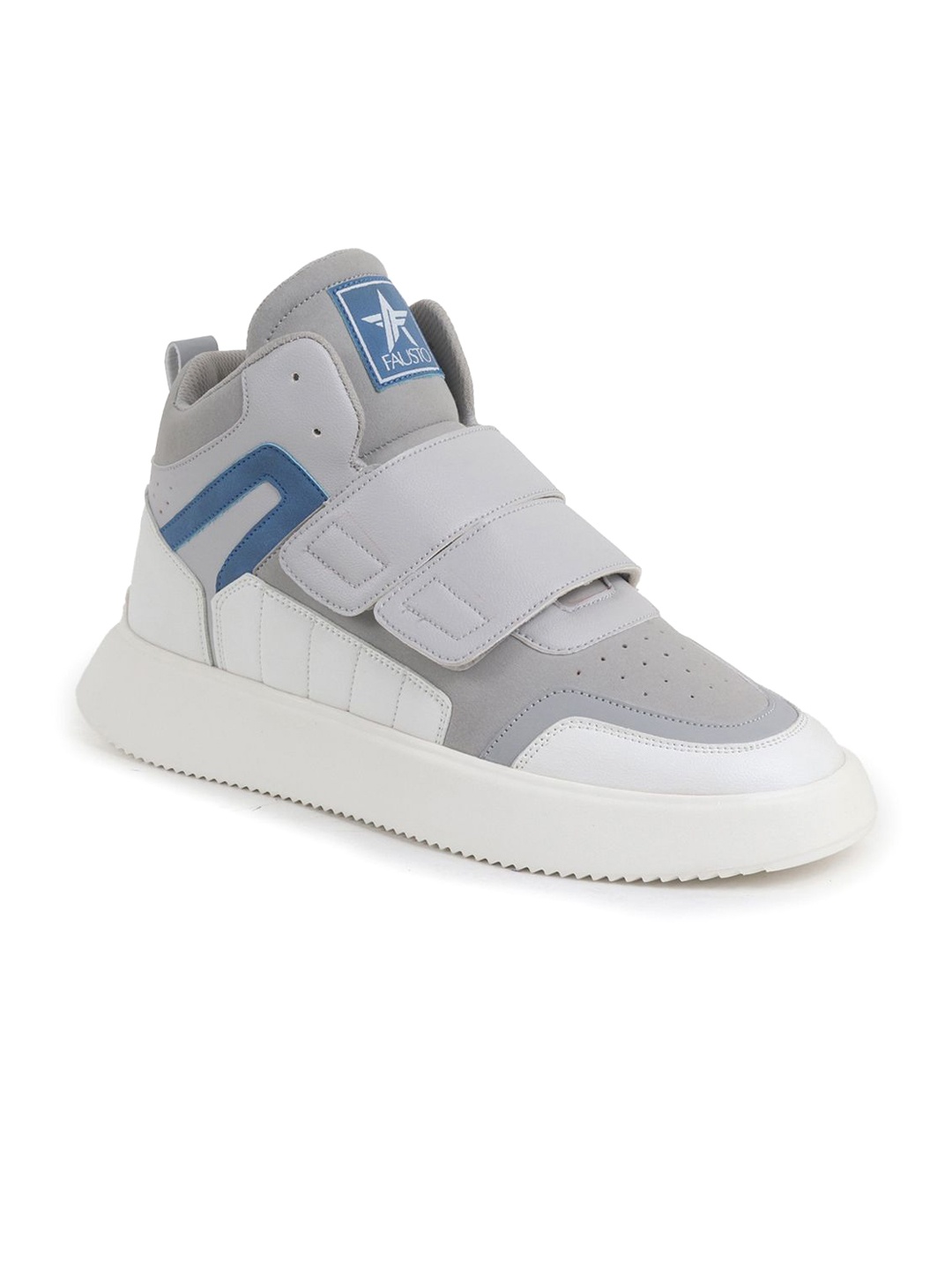 

FAUSTO Men Colourblocked PU High-Top Sneakers, Grey