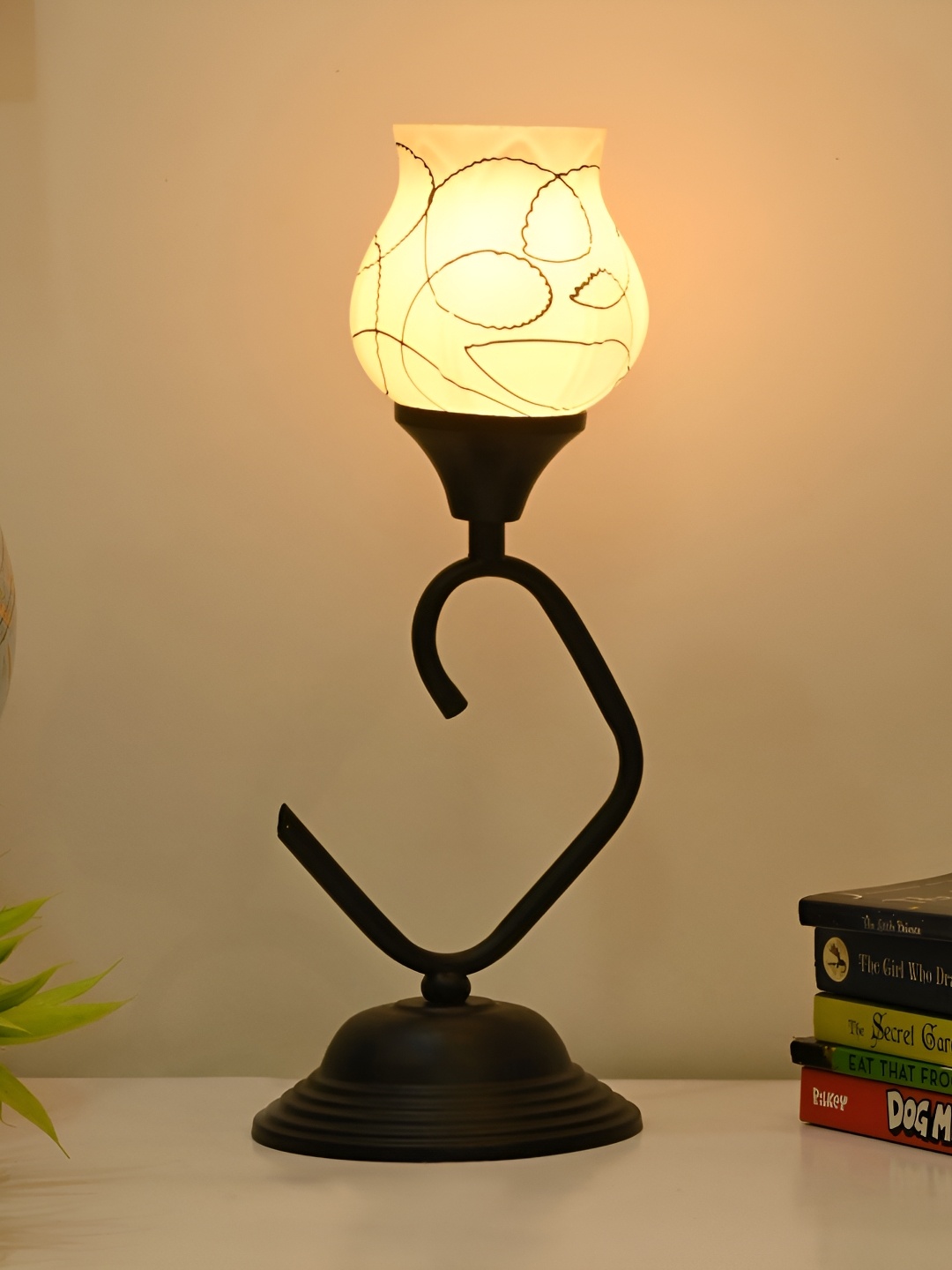 

Afast White & Black Glass Contemporary Table Lamp With Adjustable Cord