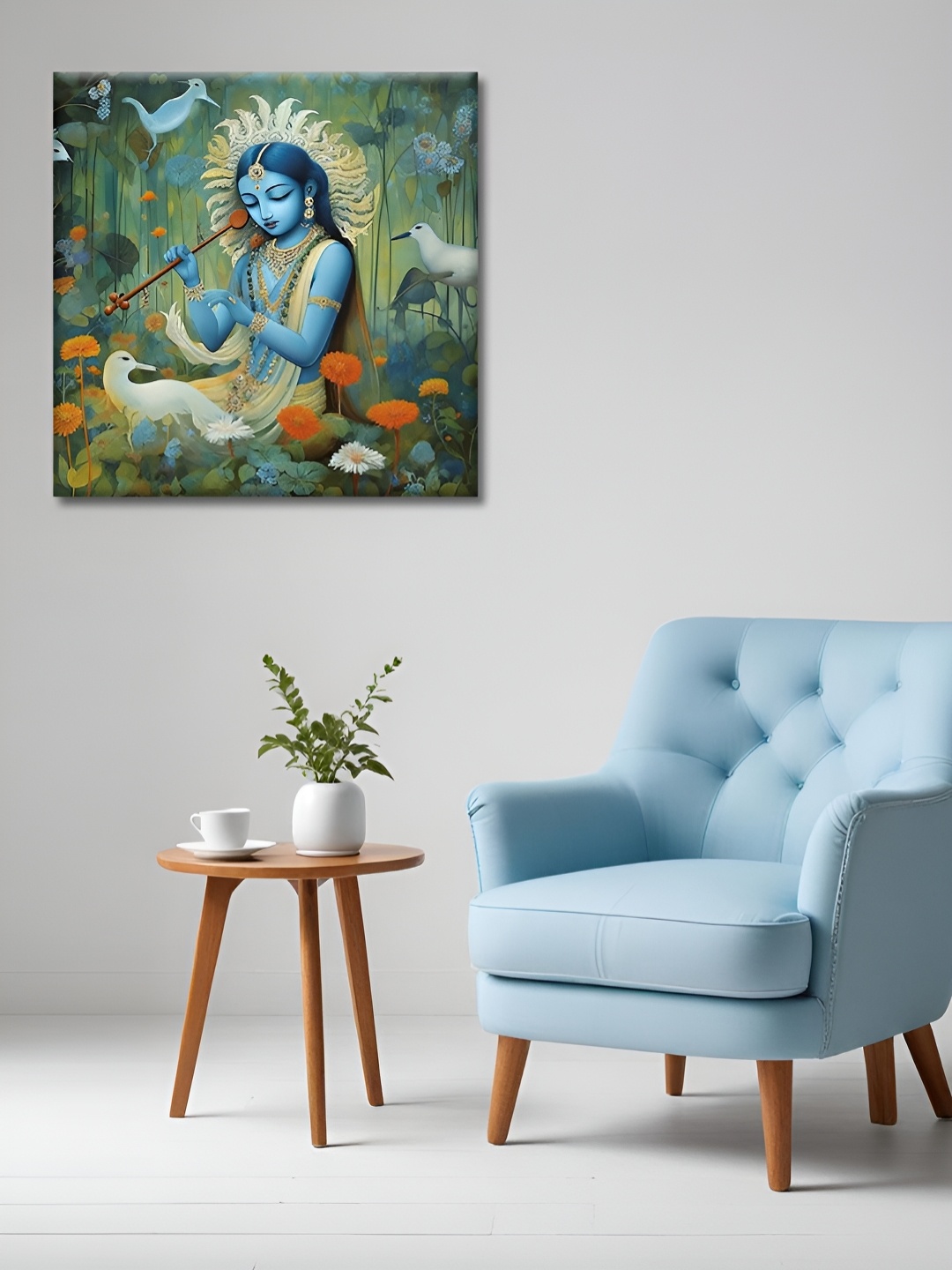 

OLIVE TREE Green & Blue Canvas Religious Wall Art