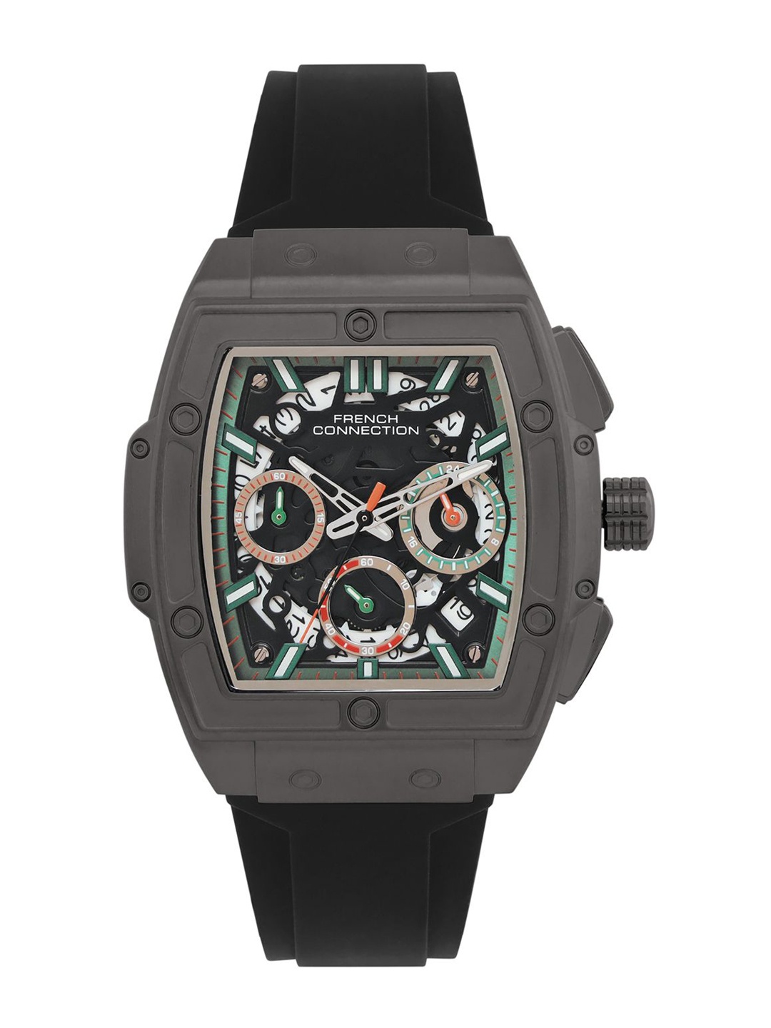

French Connection Men Skeleton Dial & Straps Analogue Watch FCH3GN-B, Black