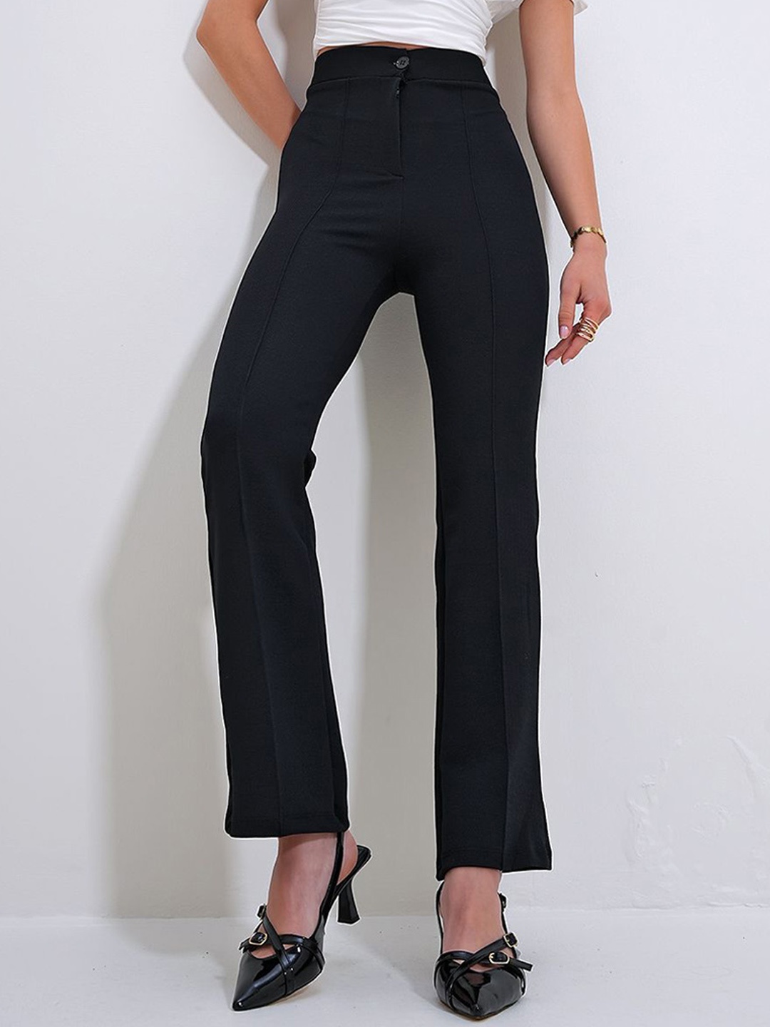 

Trend Alacati stili Women Formal Bootcut Trousers, Black