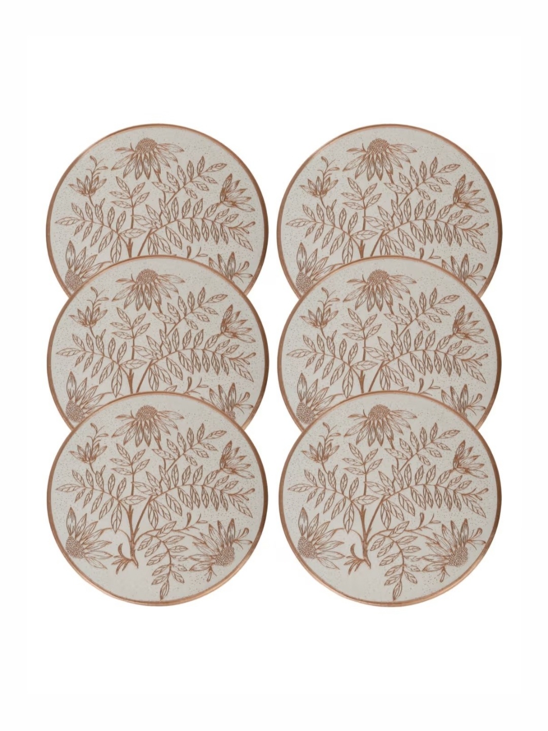 

Dakshya Industries 6 Pieces White & Copper-Toned Floral Embellished Round Table Placemats