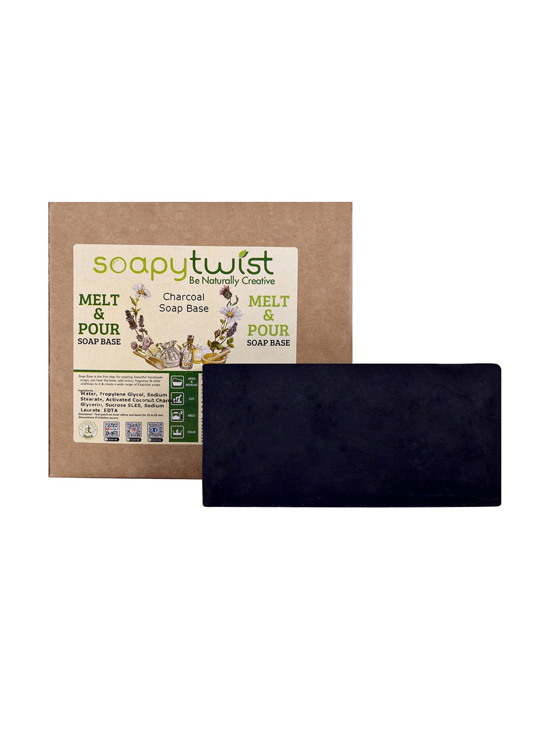 

Soapy Twist Charcoal Melt & Pour Soap Base - 1KG, Black
