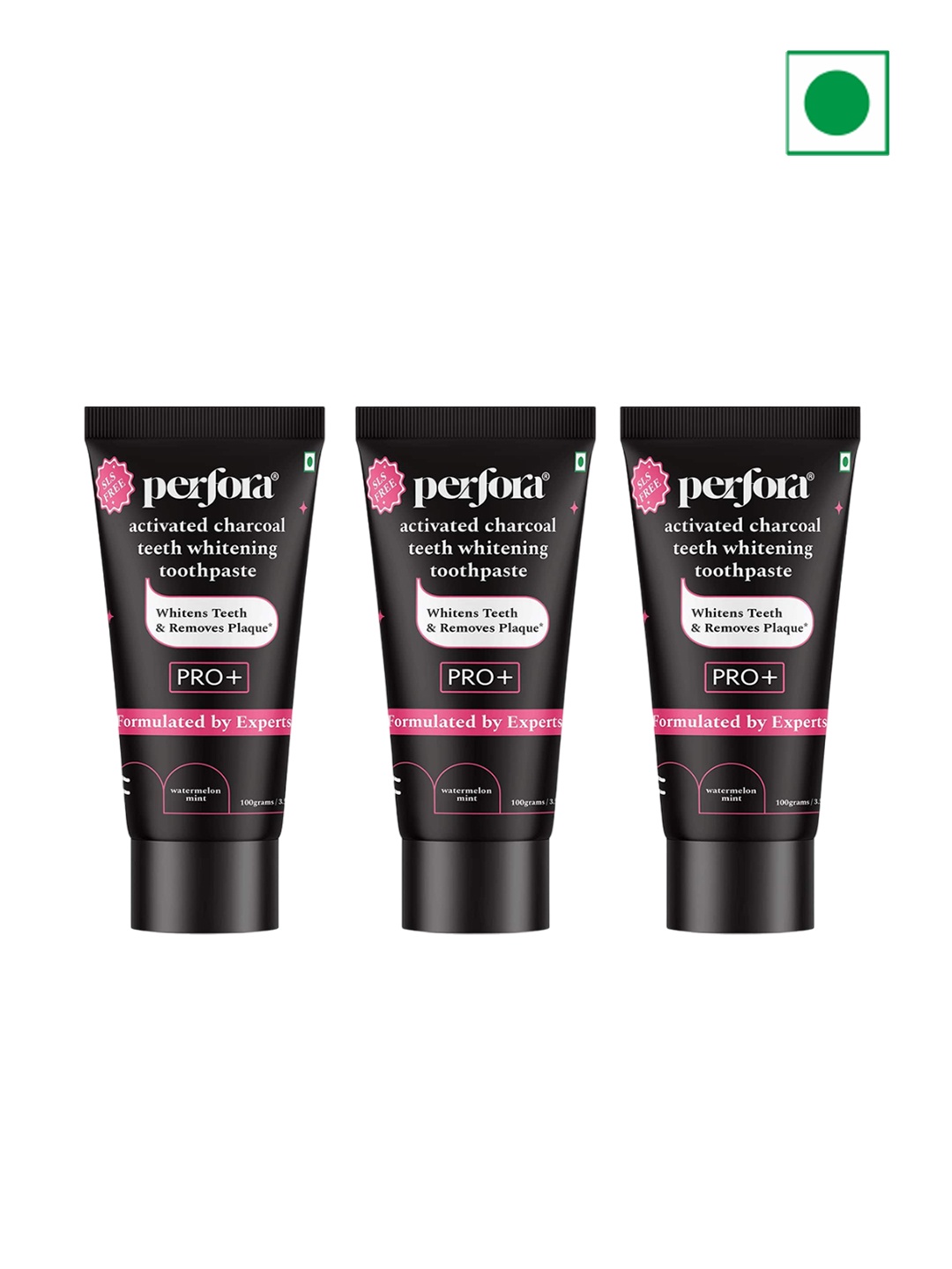 

Perfora Set Of 3 Activated Charcoal Whitening Toothpaste - 100g Each, Black