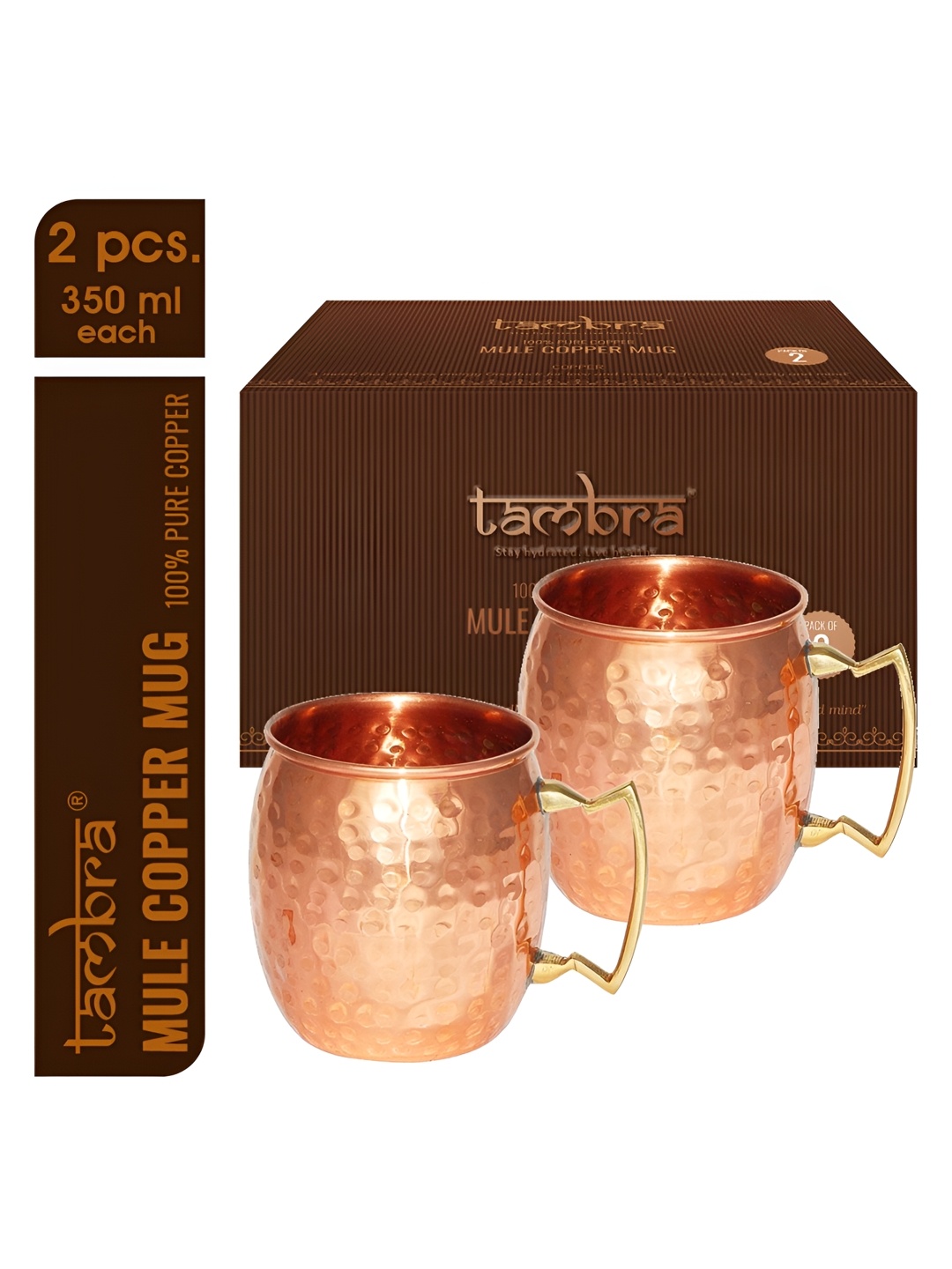 

Tambra 2 Pieces Textured Glossy Pure Copper Diamond Mule Mugs