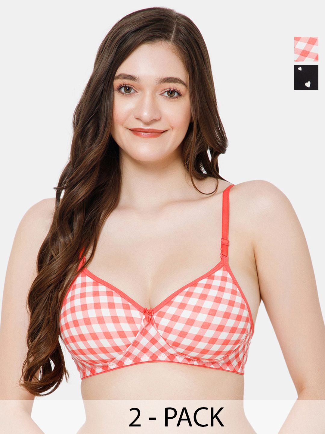 

Lady Lyka pack of 2 cotton Medium Coverage Lightly Padded push up bra, White
