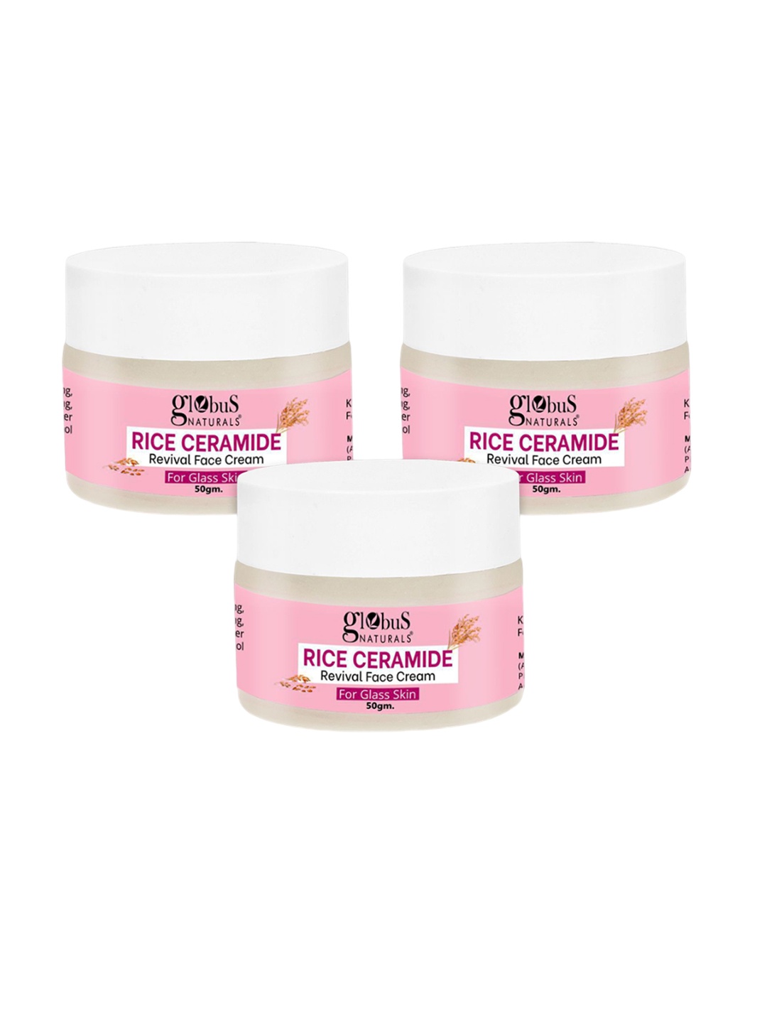 

Globus naturals Set Of 3 Rice Ceramide Revival Face Cream - 50 g Each, Beige
