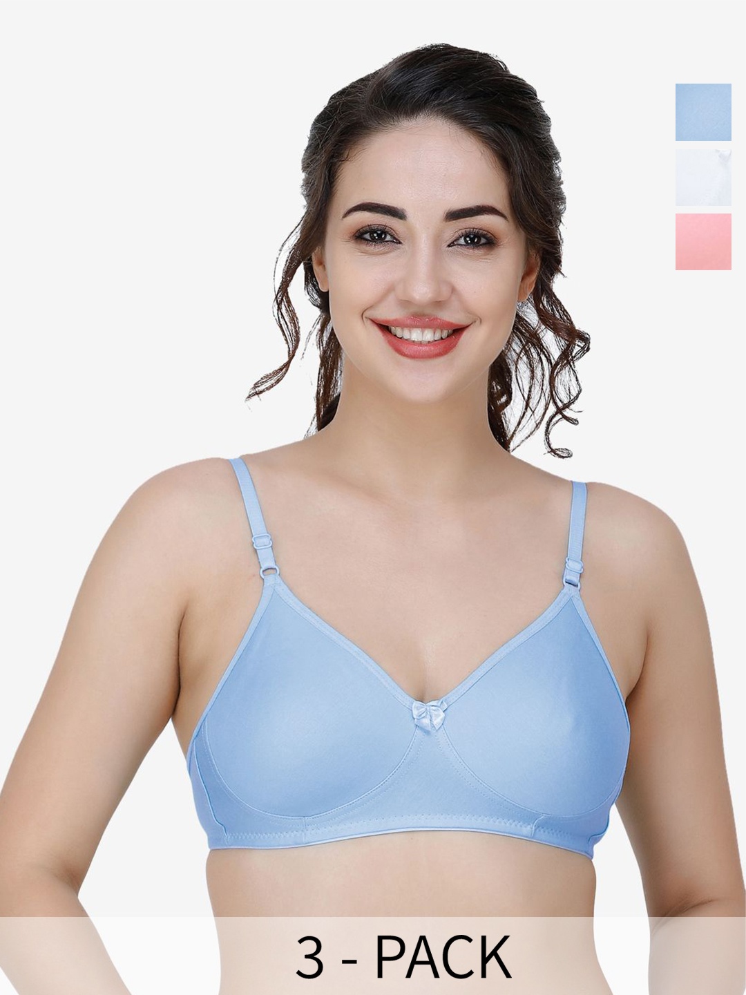 

Docare Women's Pack of 3 Solid Full Coverage T-Shirt Bra, Peach