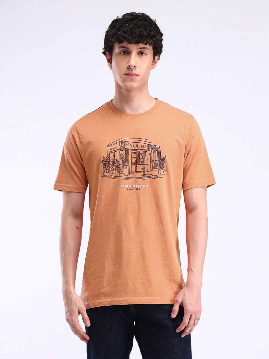 

Flying Machine Men Printed T-shirt, Orange