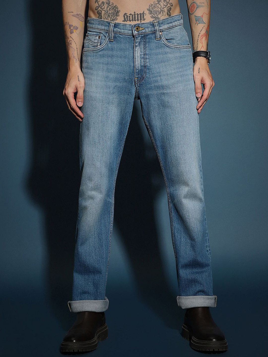 

Lee Men Rodeo Straight Fit Heavy Fade Stretchable Jeans, Blue