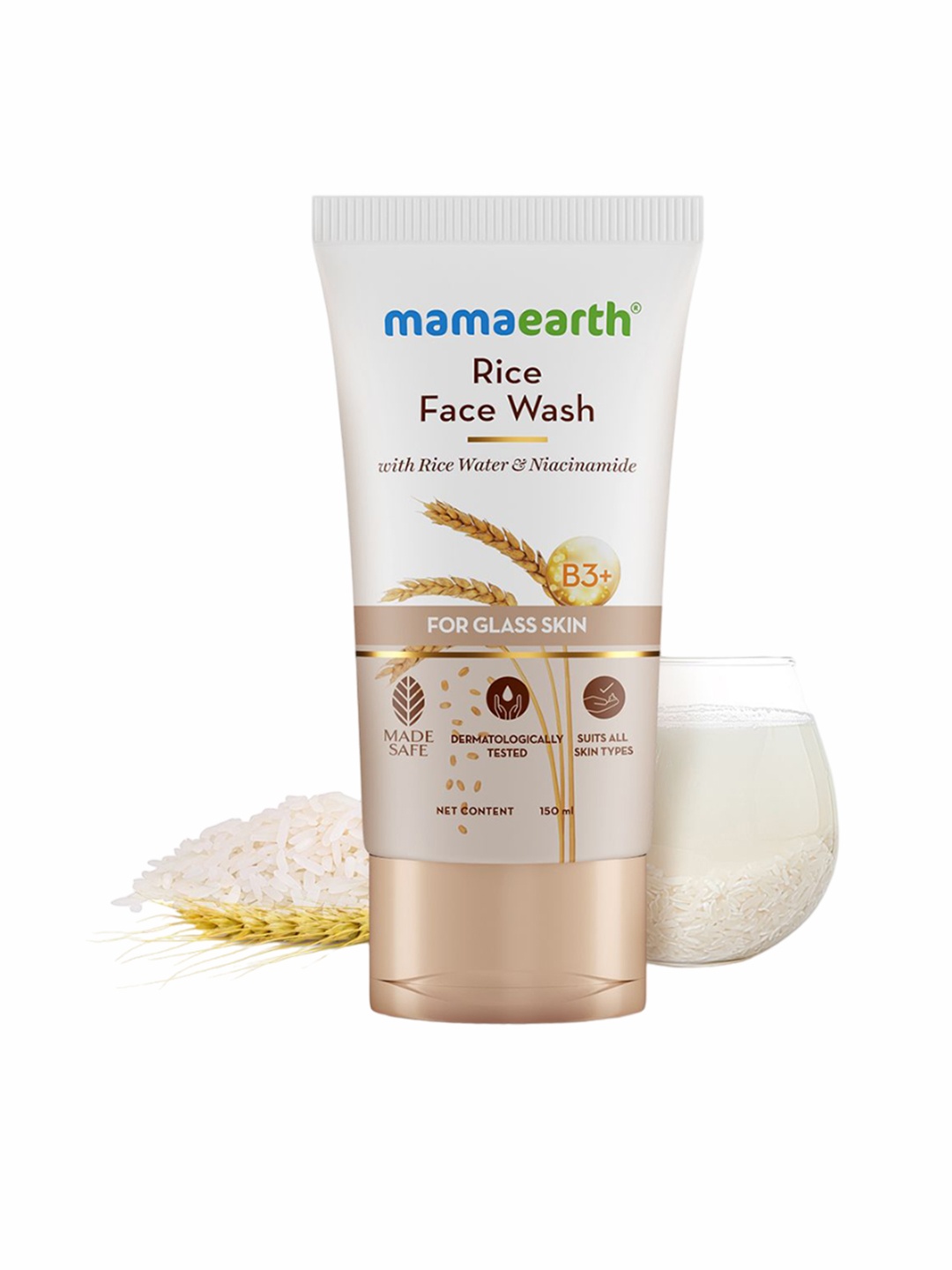 

Mamaearth Rice Face Wash With Rice Water & Niacinamide For Glass Skin - 150 ml, White