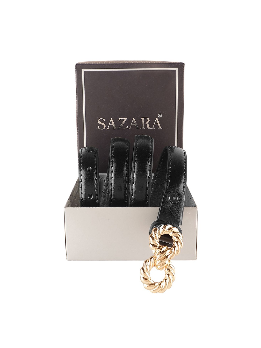 

SAZARA Women Leather Belt, Black