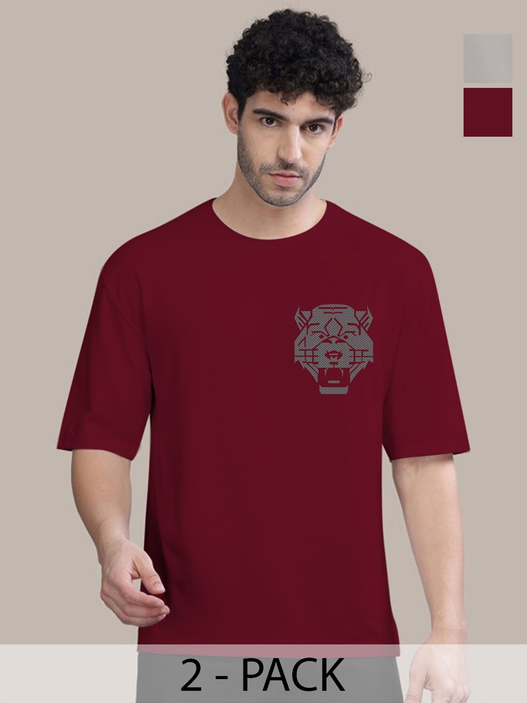 

AUSK Men Typography 2 Printed Applique T-shirt, Maroon