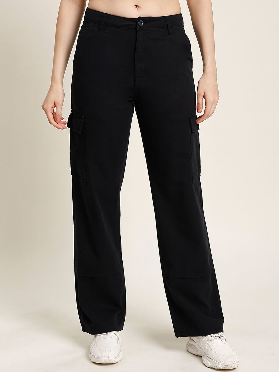 

IVOC Women Classic Regular Fit Casual Cargos Trousers, Black