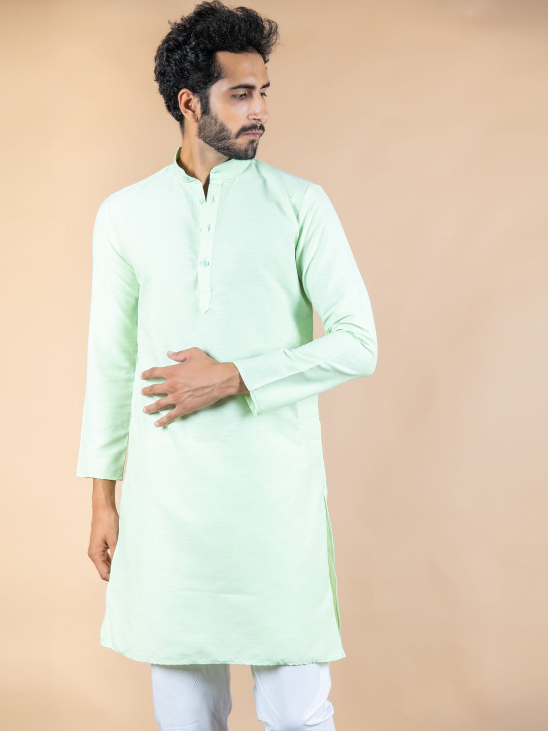 

Tistabene Mandarin Collar Straight Kurta, Green