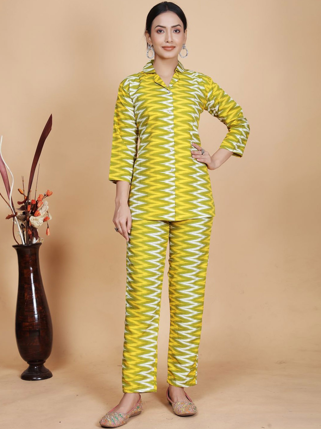 

KALINI Printed Shirt & Trouser Co-Ords, Yellow