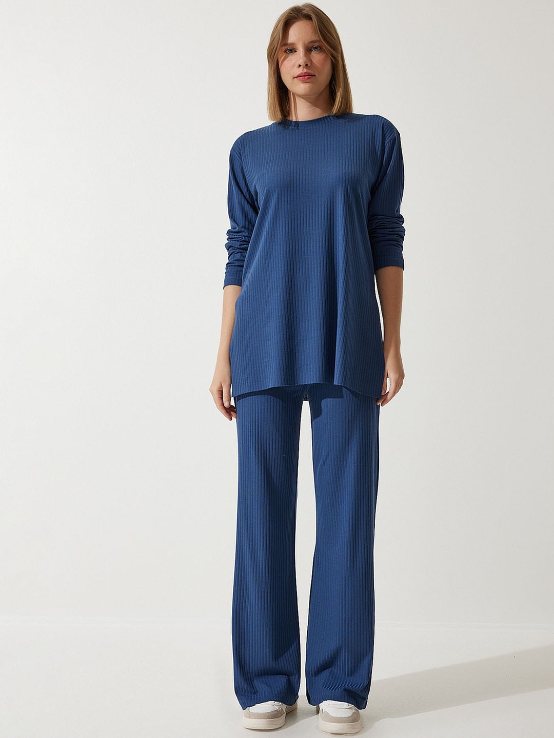 

Happiness istanbul Striped Top & Trousers, Navy blue