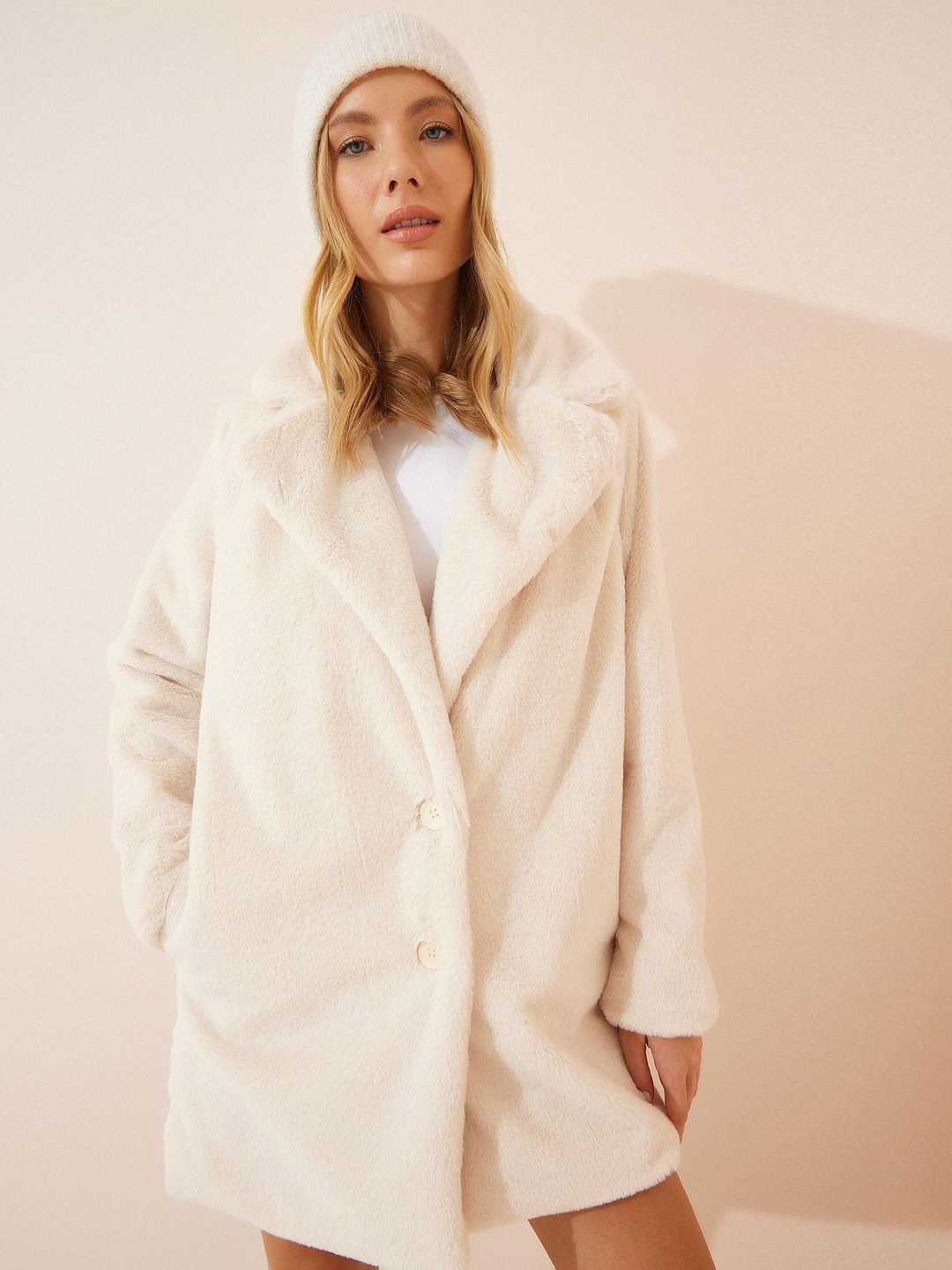 

Happiness istanbul Women Single Breasted Overcoat, White